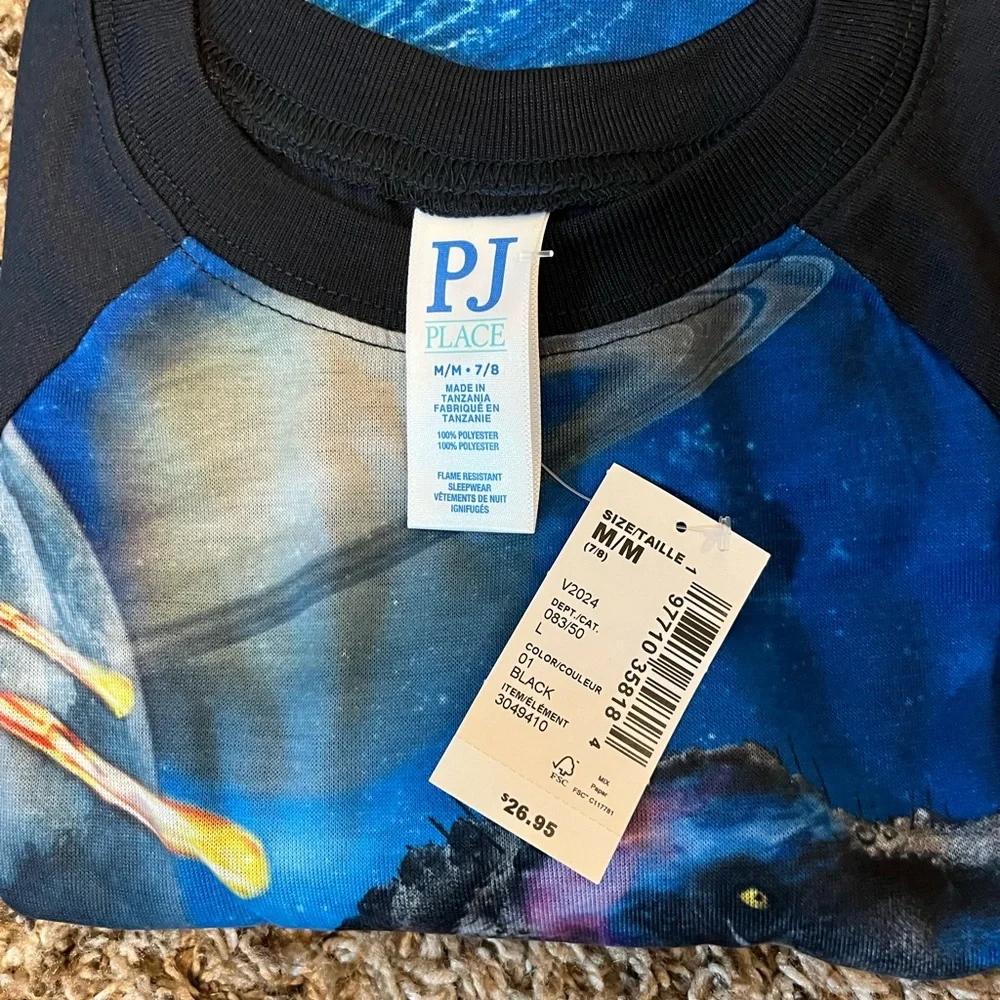 💛 NWT Boys Space Dino Pajama Set - Black and Blue